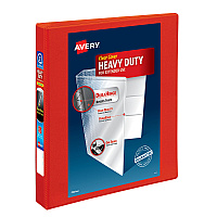 Avery Heavy-Duty View Binder with DuraHinge and One Touch EZD Rings, 3 Rings, 1" Capacity, 11 x 8.5, Red, 12/Carton (AVE79170CT)