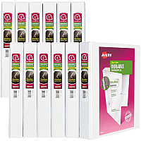 Avery Durable View Binder with DuraHinge and Slant Rings, 3 Rings, 1" Capacity, 11 x 8.5, White, 12/Carton (AVE17012CT)