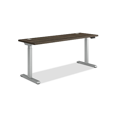 HON Coordinate Height Adjustable Desk Bundle 2-Stage, 70" x 22" x 27.75" to 47", Florence WalnutSilver (HONHAT2SFLS2270)