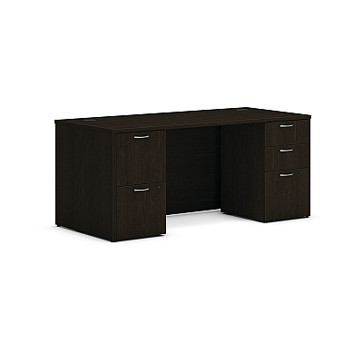 HON Mod Double Pedestal Desk Bundle, 66" x 30" x 29", Java Oak (HONMOD005)