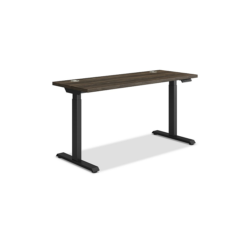 HON Coordinate Height Adjustable Desk Bundle 2-Stage, 58" x 22" x 27.75" to 47", Florence WalnutBlack (HONHAT2SFLB2258)