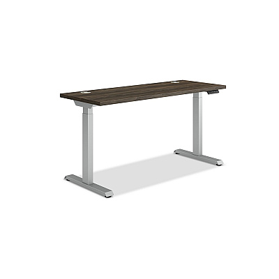 HON Coordinate Height Adjustable Desk Bundle 2-Stage, 58" x 22" x 27.75" to 47", Florence WalnutSilver (HONHAT2SFLS2258)