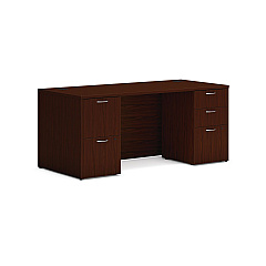 HON Mod Double Pedestal Desk Bundle, 66" x 30" x 29", Traditional Mahogany (HONLDS66PSTM1)