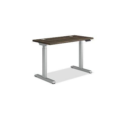 HON Coordinate Height Adjustable Desk Bundle 2-Stage, 46" x 22" x 27.75" to 47", Florence WalnutSilver (HONHAT2SFLS2246)