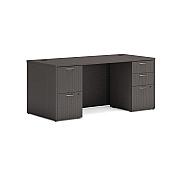 HON Mod Double Pedestal Desk Bundle, 66" x 30" x 29", Slate Teak (HONMOD002)