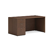 HON Mod Single Pedestal Desk Bundle, 60" x 30" x 29", Sepia Walnut (HONMOD013)