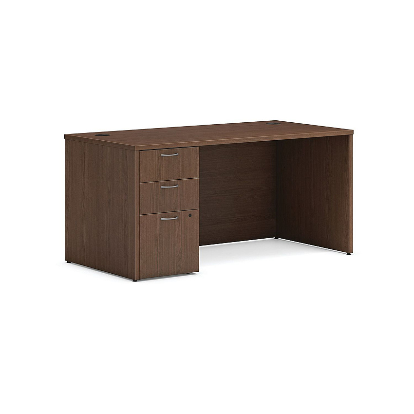 HON Mod Single Pedestal Desk Bundle, 60" x 30" x 29", Sepia Walnut (HONMOD013)
