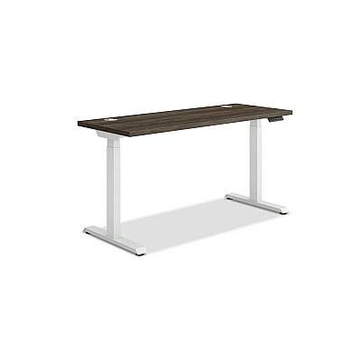 HON Coordinate Height Adjustable Desk Bundle 2-Stage, 58" x 22" x 27.75" to 47", Florence Walnut/Designer White (HONHAT2SFLW2258)