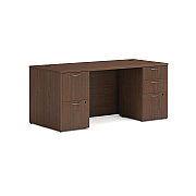 HON Mod Double Pedestal Desk Bundle, 66" x 30" x 29", Sepia Walnut (HONMOD003)