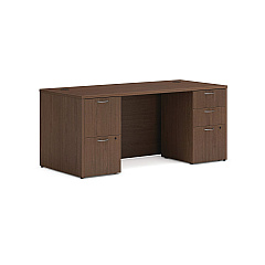 HON Mod Double Pedestal Desk Bundle, 66" x 30" x 29", Sepia Walnut (HONMOD003)