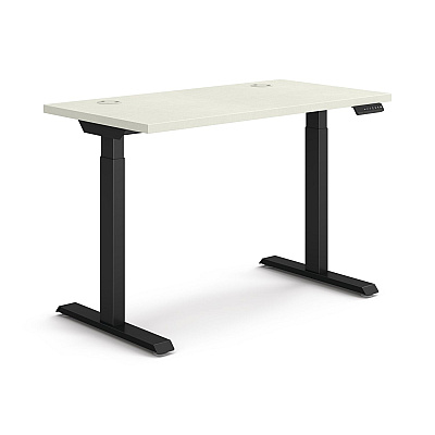 HON Coordinate Height Adjustable Desk Bundle 2-Stage, 46" x 22" x 27.75" to 47", Silver MeshBlack (HONHAT2SMBK2246)