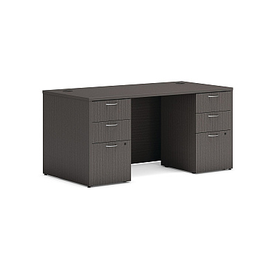 HON Mod Double Pedestal Desk Bundle, 60" x 30" x 29", Slate Teak (HONMOD177)