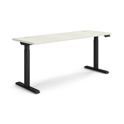 HON Coordinate Height Adjustable Desk Bundle 2-Stage, 70" x 22" x 27.75" to 47", Silver MeshBlack (HONHAT2SMBK2270)