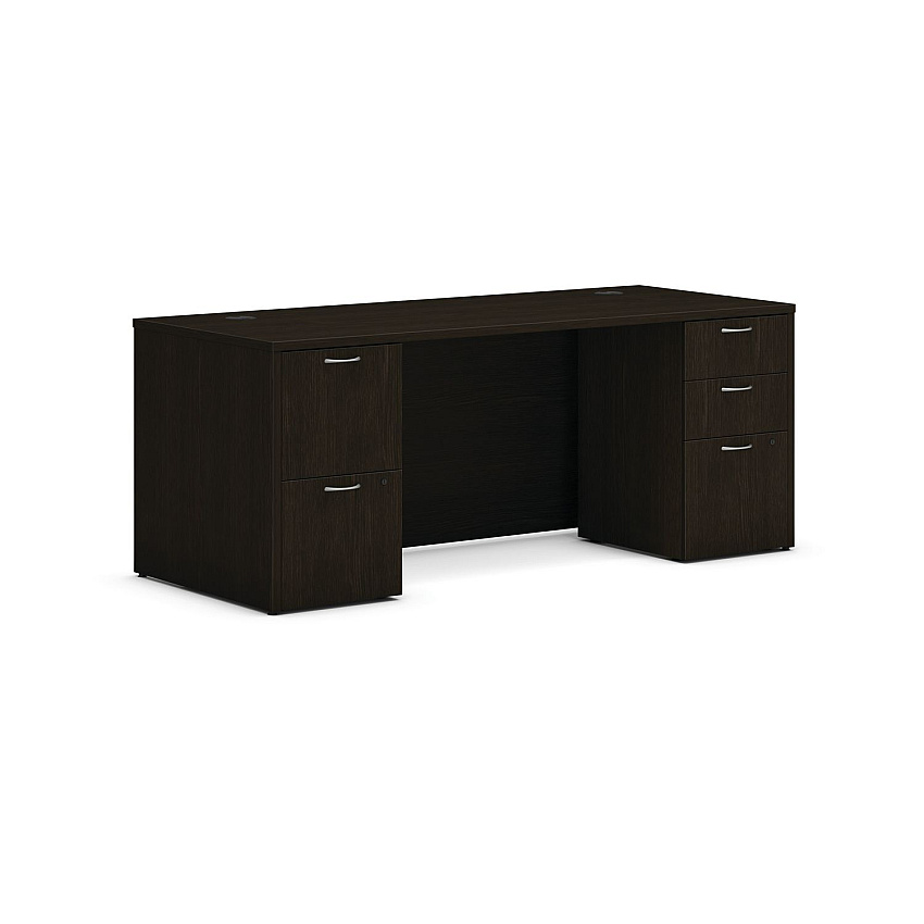 HON Mod Double Pedestal Desk Bundle, 72" x 30" x 29", Java Oak (HONMOD010)