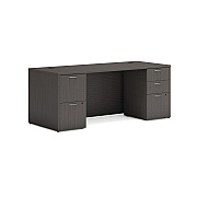 HON Mod Double Pedestal Desk Bundle, 72" x 30" x 29", Slate Teak (HONMOD007)