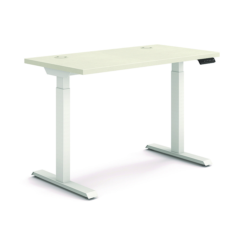 HON Coordinate Height Adjustable Desk Bundle 2-Stage, 46" x 22" x 27.75" to 47", Silver Mesh/Designer White (HONHAT2SMDW2246)