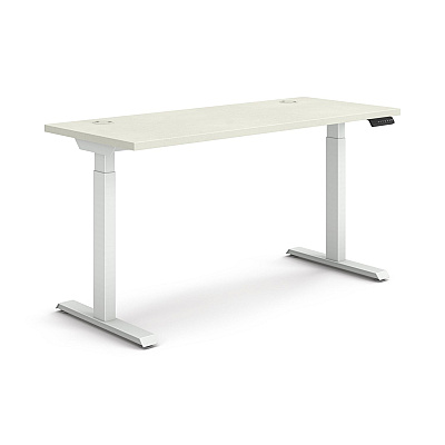 HON Coordinate Height Adjustable Desk Bundle 2-Stage, 58" x 22" x 27.75" to 47", Silver Mesh/Designer White (HONHAT2SMDW2258)