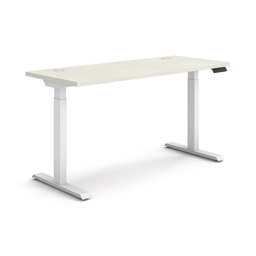 HON Coordinate Height Adjustable Desk Bundle 2-Stage, 58" x 22" x 27.75" to 47", Silver Mesh/Designer White (HONHAT2SMDW2258)