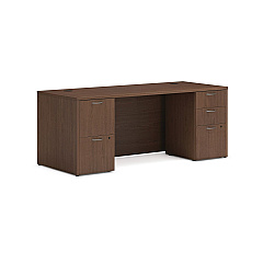 HON Mod Double Pedestal Desk Bundle, 72" x 30" x 29", Sepia Walnut (HONMOD008)