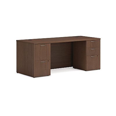 HON Mod Double Pedestal Desk Bundle, 72" x 30" x 29", Sepia Walnut (HONMOD008)