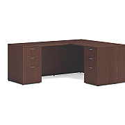HON Mod L-Station Double Pedestal Desk Bundle, 60" x 72" x 29", Sepia Walnut (HONL6072L2BBFSE)