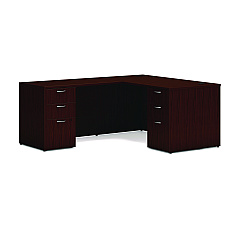 HON Mod L-Station Double Pedestal Desk Bundle, 60" x 72" x 29", Traditional Mahogany (HONMOD188)