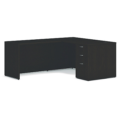 HON Mod L-Station Single Pedestal Desk Bundle, 60" x 72" x 29", Java Oak (HONL6072L1BBFJA)