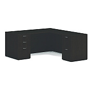HON Mod L-Station Double Pedestal Desk Bundle, 66" x 72" x 29", Java Oak (HONMOD076)