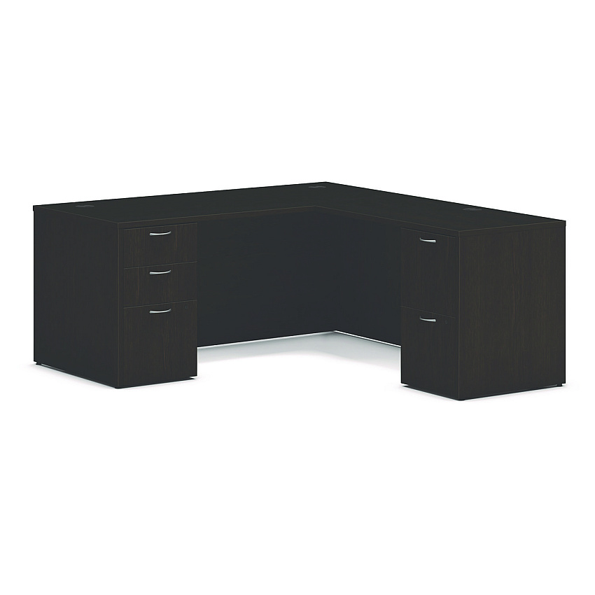 HON Mod L-Station Double Pedestal Desk Bundle, 66" x 72" x 29", Java Oak (HONMOD076)