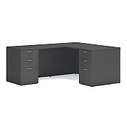 HON Mod L-Station Double Pedestal Desk Bundle, 60" x 72" x 29", Slate Teak (HONMOD187)