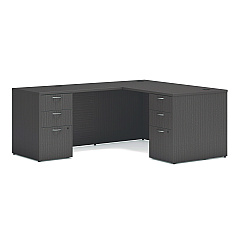 HON Mod L-Station Double Pedestal Desk Bundle, 60" x 72" x 29", Slate Teak (HONMOD187)