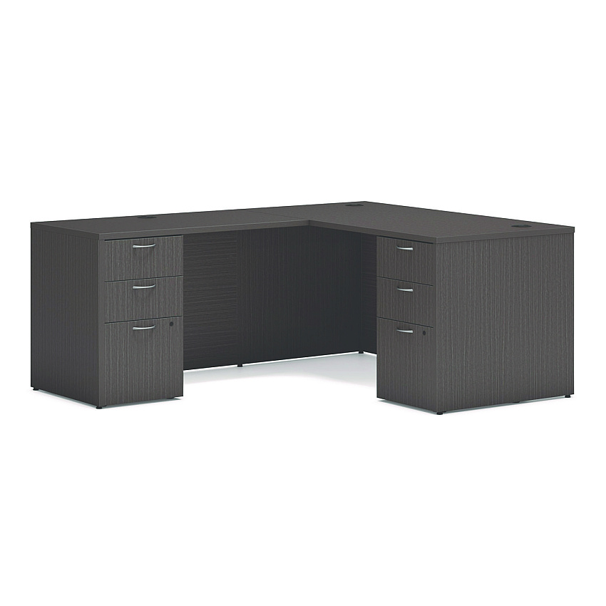 HON Mod L-Station Double Pedestal Desk Bundle, 60" x 72" x 29", Slate Teak (HONMOD187)