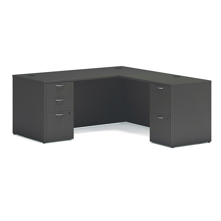 HON Mod L-Station Double Pedestal Desk Bundle, 66" x 72" x 29", Slate Teak (HONMOD072)