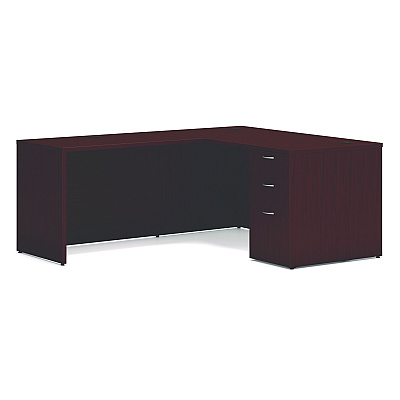 HON Mod L-Station Single Pedestal Desk Bundle, 60" x 72" x 29", Mahogany (HONMOD193)