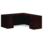 HON Mod L-Station Double Pedestal Desk Bundle, 66" x 72" x 29", Traditional Mahogany (HONMOD073)
