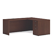 HON Mod L-Station Single Pedestal Desk Bundle, 60" x 72" x 29", Sepia Walnut (HONL6072L1BBFSE)