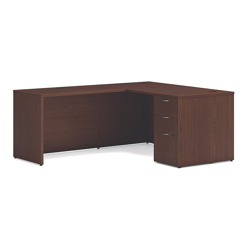 HON Mod L-Station Single Pedestal Desk Bundle, 60" x 72" x 29", Sepia Walnut (HONL6072L1BBFSE)