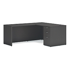 HON Mod L-Station Single Pedestal Desk Bundle, 60" x 72" x 29", Slate Teak (HONMOD192)