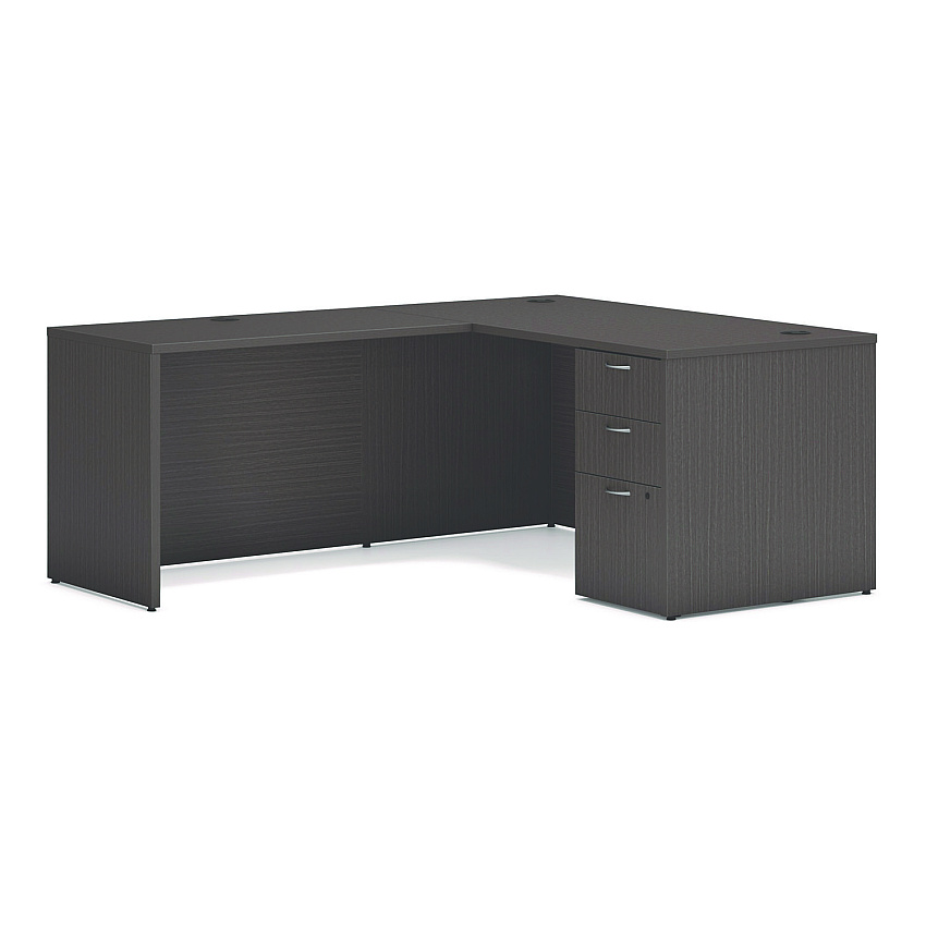 HON Mod L-Station Single Pedestal Desk Bundle, 60" x 72" x 29", Slate Teak (HONMOD192)