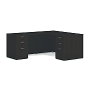 HON Mod L-Station Double Pedestal Desk Bundle, 60" x 72" x 29", Java Oak (HONL6072L2BBFJA)