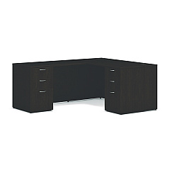 HON Mod L-Station Double Pedestal Desk Bundle, 60" x 72" x 29", Java Oak (HONL6072L2BBFJA)