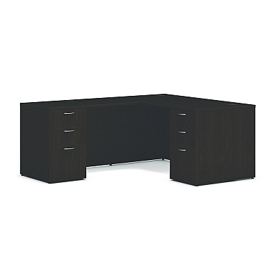 HON Mod L-Station Double Pedestal Desk Bundle, 60" x 72" x 29", Java Oak (HONL6072L2BBFJA)