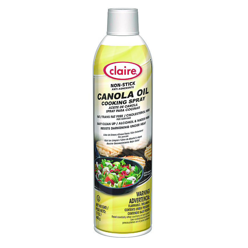 Claire Canola Oil Cooking Spray, 17 oz Aerosol Spray Can, 6/Carton (CGC8276)