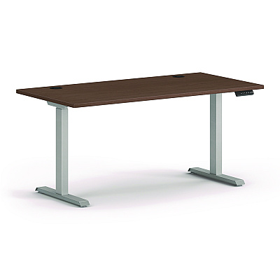HON Mod Height Adjustable Desk Bundle, 60" x 30" x 27.5" to 47.75", Sepia Walnut/Silver (HONMOD053)