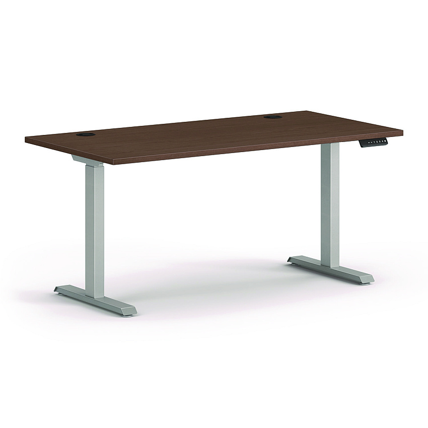 HON Mod Height Adjustable Desk Bundle, 60" x 30" x 27.5" to 47.75", Sepia Walnut/Silver (HONMOD053)