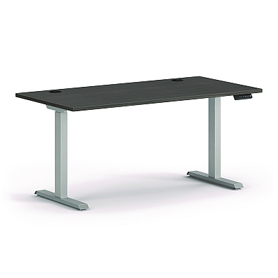 HON Mod Height Adjustable Desk Bundle, 60" x 30" x 27.5" to 46.75", Slate Teak/Silver (HONMOD052)