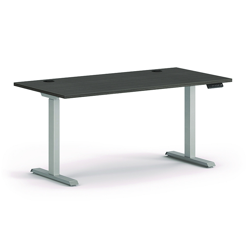 HON Mod Height Adjustable Desk Bundle, 60" x 30" x 27.5" to 46.75", Slate Teak/Silver (HONMOD052)