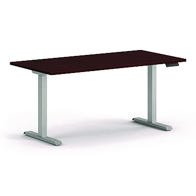HON Mod Height Adjustable Desk Bundle, 60" x 30" x 27.5" to 47.75", Slate Teak/Silver (HONMOD051)