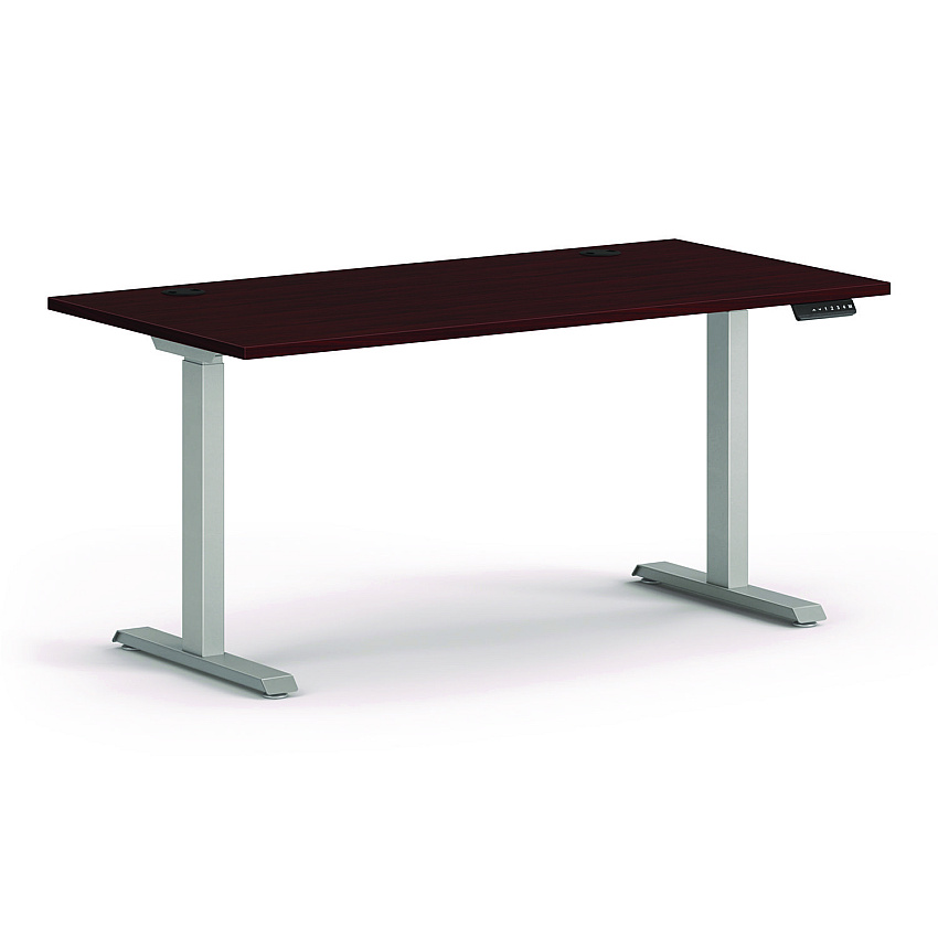 HON Mod Height Adjustable Desk Bundle, 60" x 30" x 27.5" to 47.75", Slate Teak/Silver (HONMOD051)