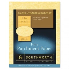Southworth Parchment Specialty Paper, 24 lb Bond Weight, 8.5 x 11, Gold, 100/Pack (P994CK336)